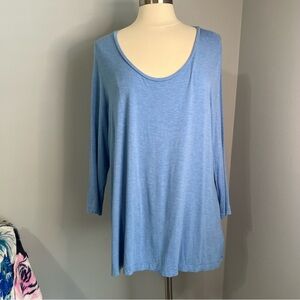 Cato 18/20W Blue Scoop Neck 3/4 Sleeve Soft Knit Tunic Top